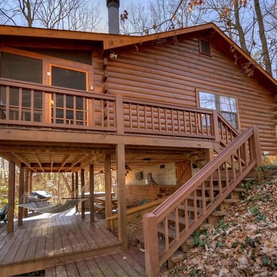 Laughing Hippo is a classic mountain cabin